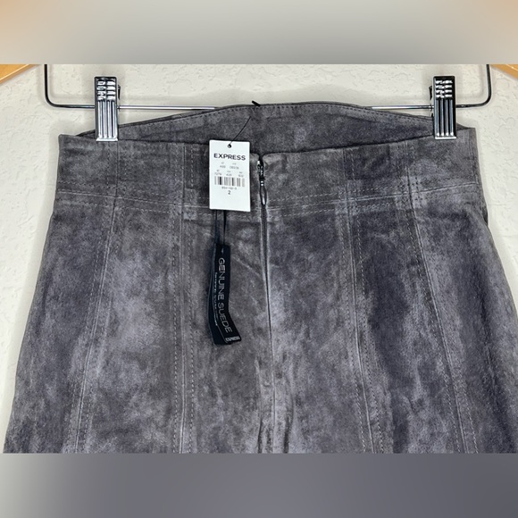 Express Genuine Suede Mini Skirt Womens Size 2 Gray High Waisted NWT - Picture 5 of 13